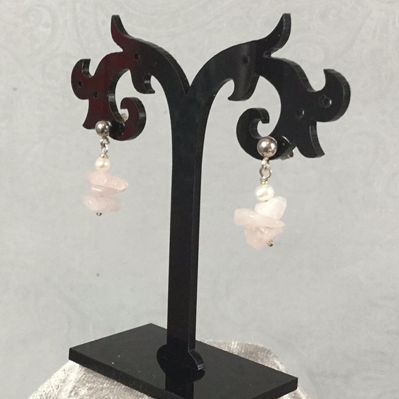 💎 Rose Quartz & Pearl Earrings - Picture 1 of 4